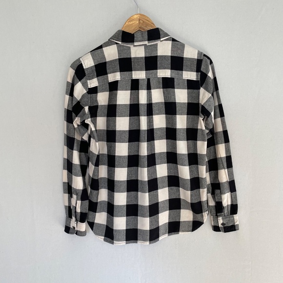 UNIQLO Women’s Size XS Black White Buffalo Plaid Flannel Shirt - Picture 2 of 5